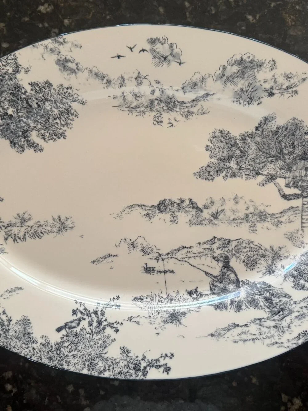 Brandon Maxwell Groveland Toile Oval Serving Platter - New!